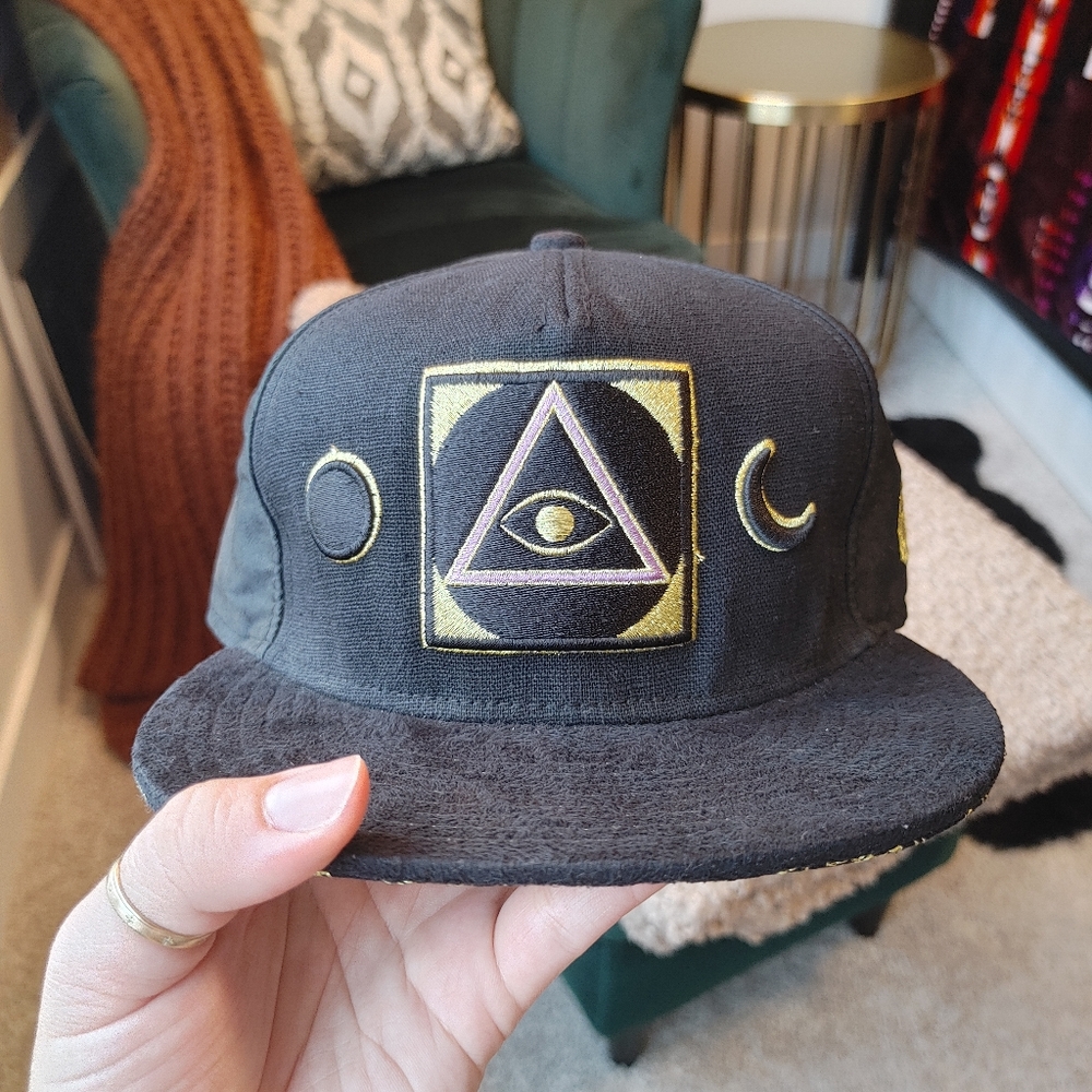 Moon and Eye Flat Brim Cap